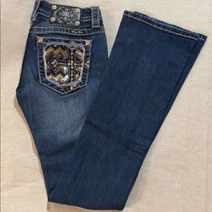 Miss Me Chevron Sequin Cross Denim Jeans